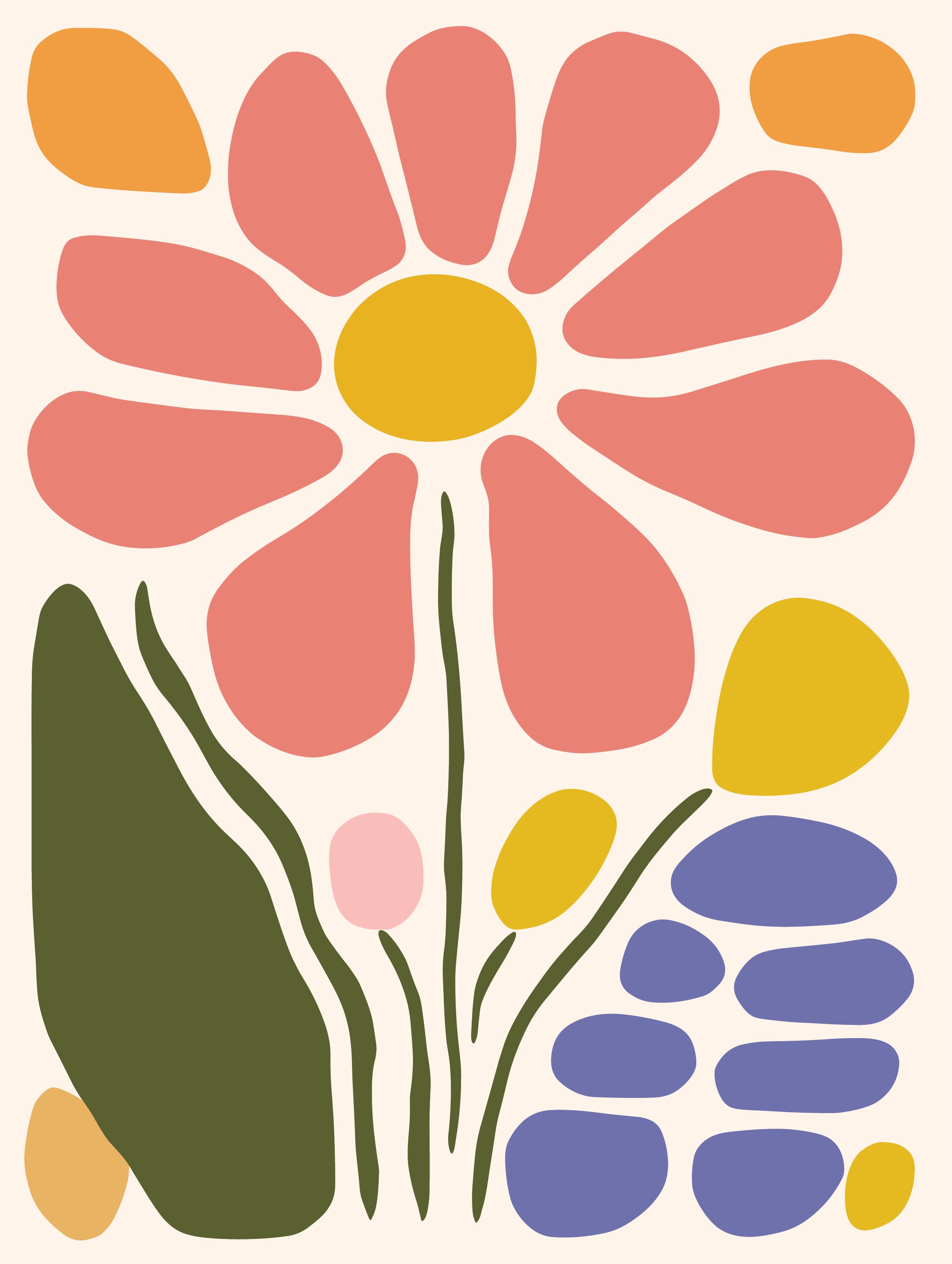 Desert Rose: Abstract Botanical Metal Poster