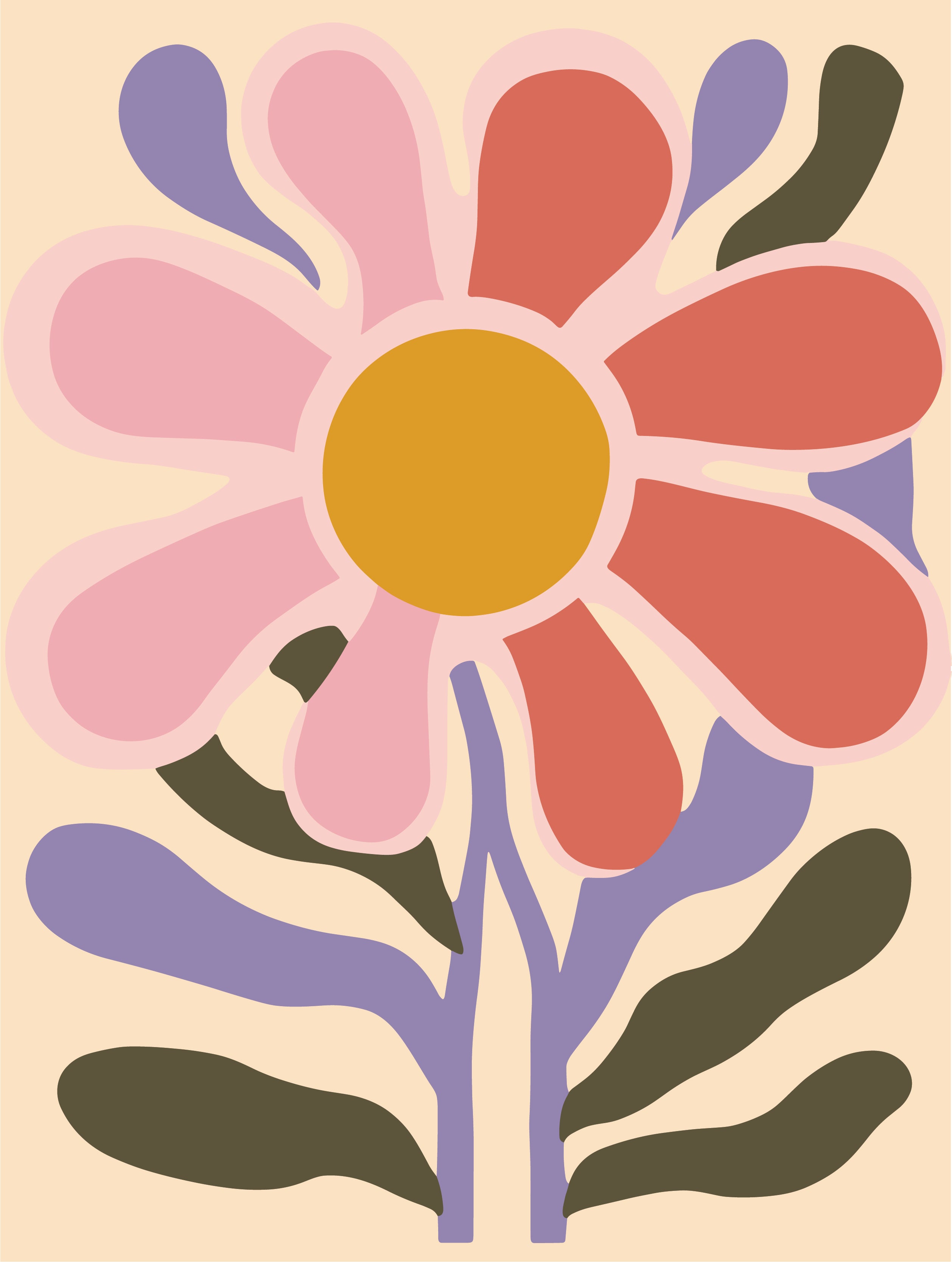 Retro Bloom: Abstract Floral Metal Art