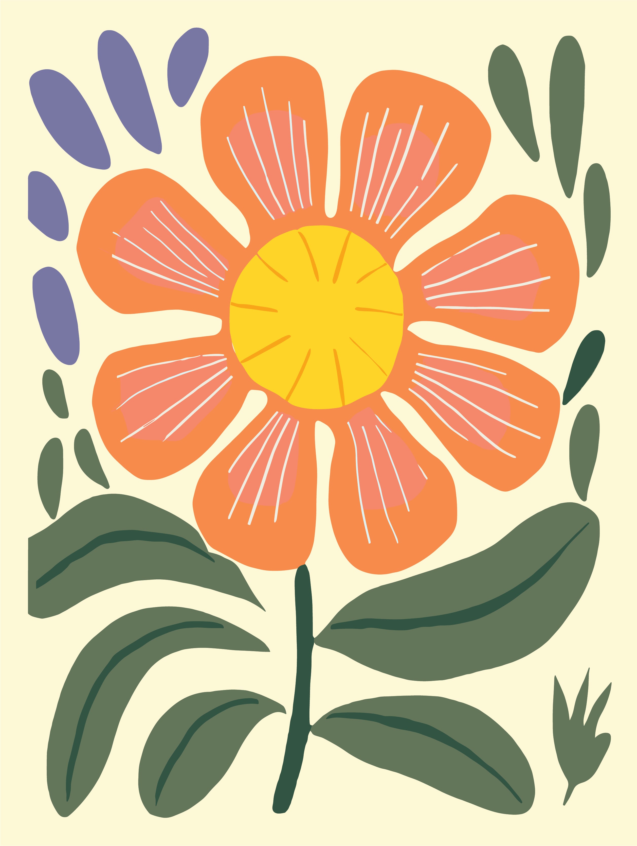 Radiant Bloom: Retro Solstice Metal Poster