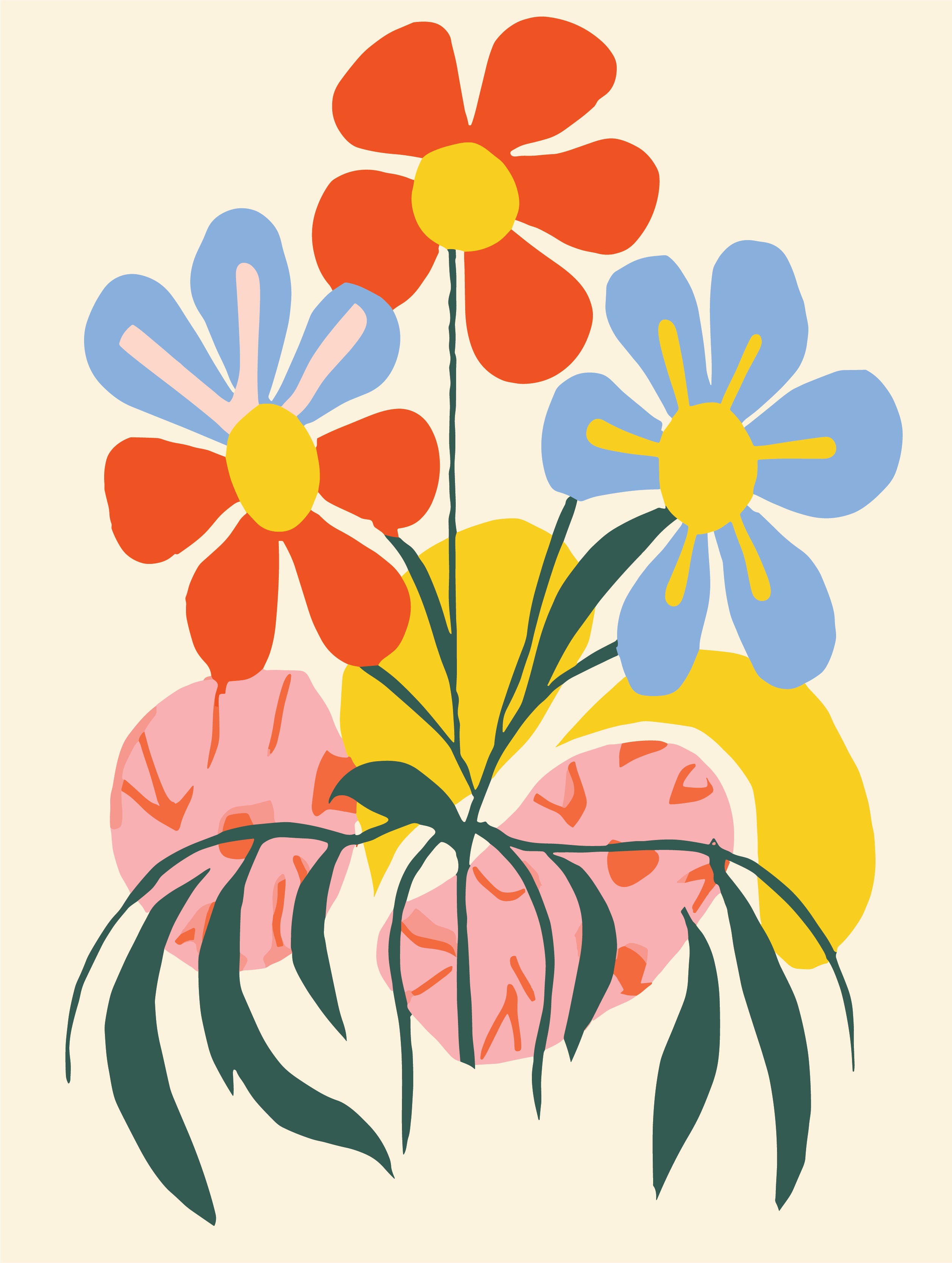 Eclectic Garden: Abstract Multi-Bloom Metal Art