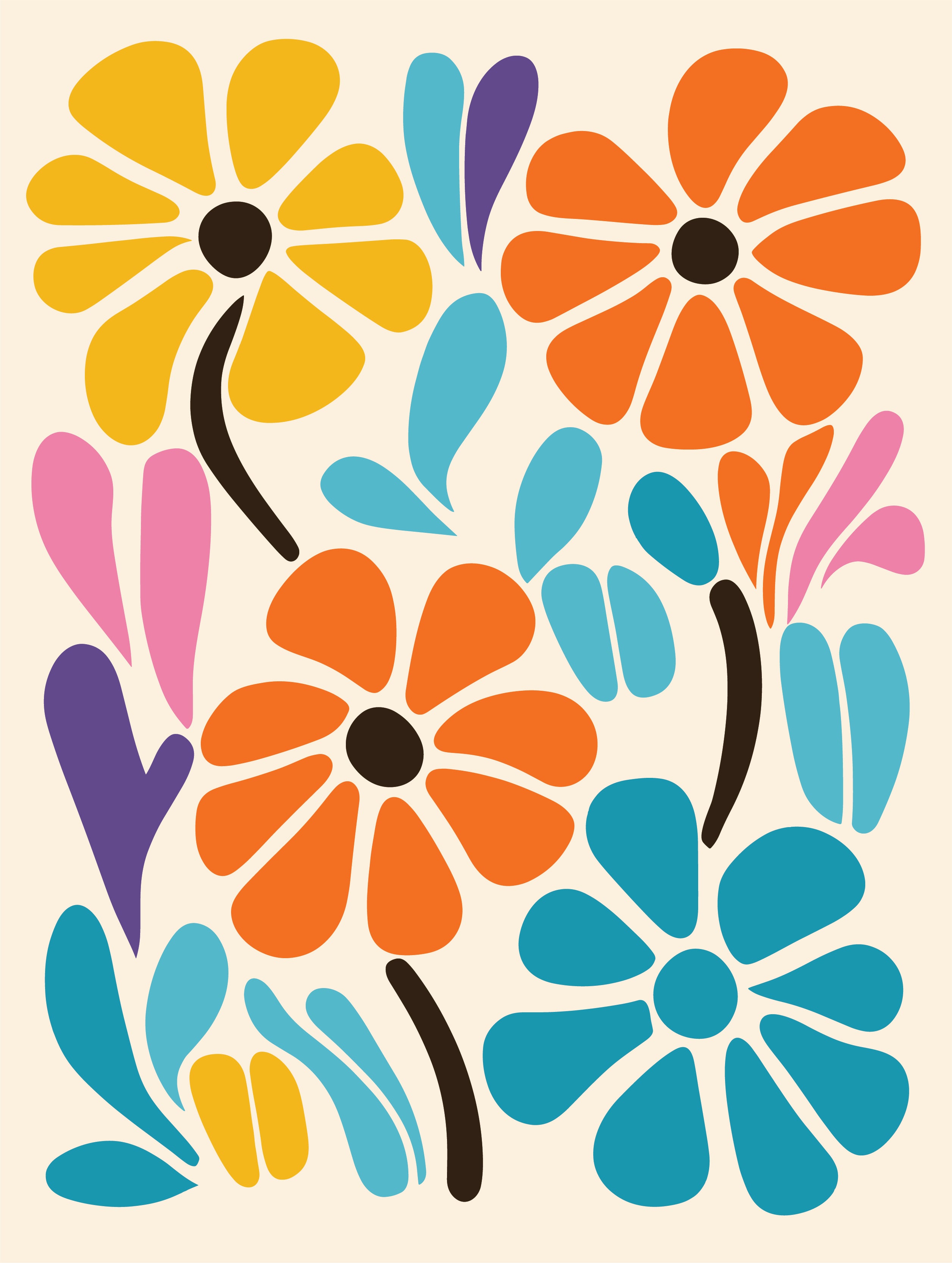 Kaleidoscope Flora: Retro Pop Metal Poster